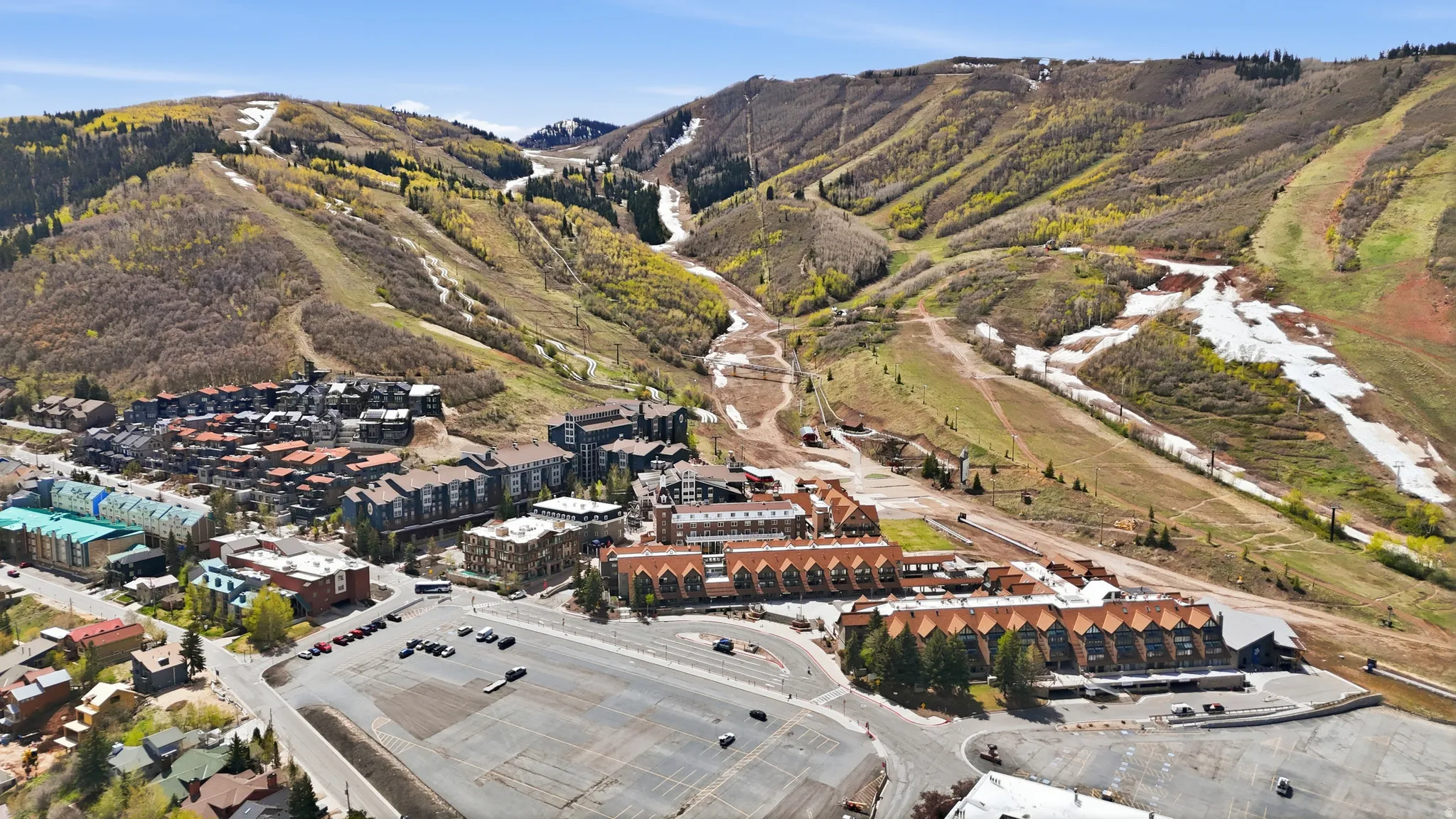 Aerial overview of property's location featuring mountains