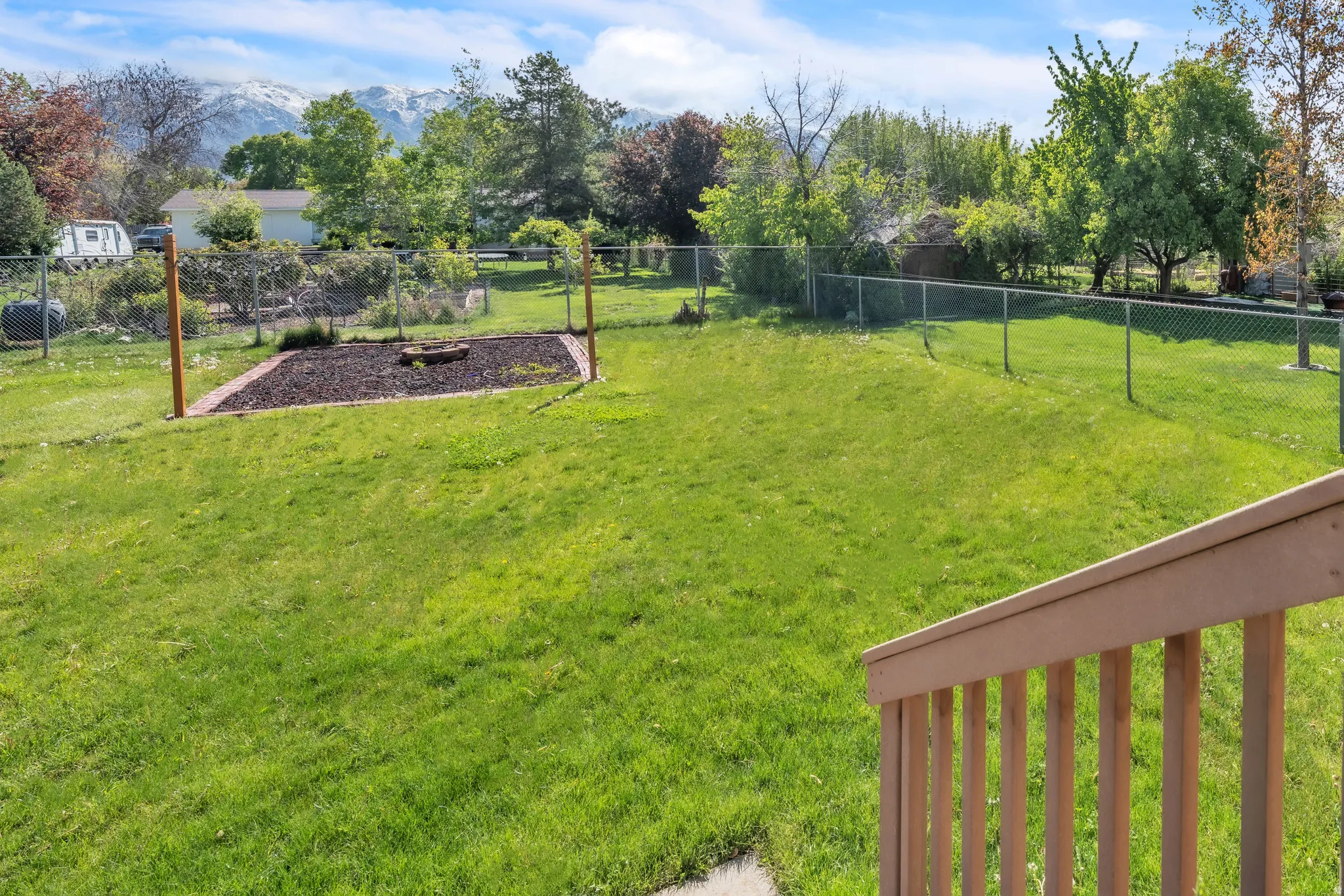 View of yard featuring a dog friendly area