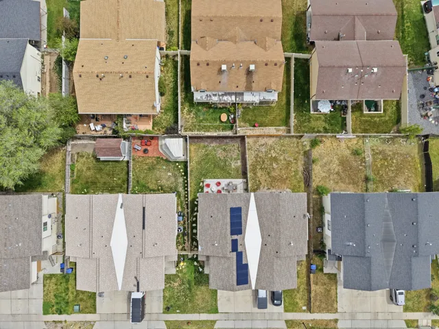 Aerial perspective of suburban area