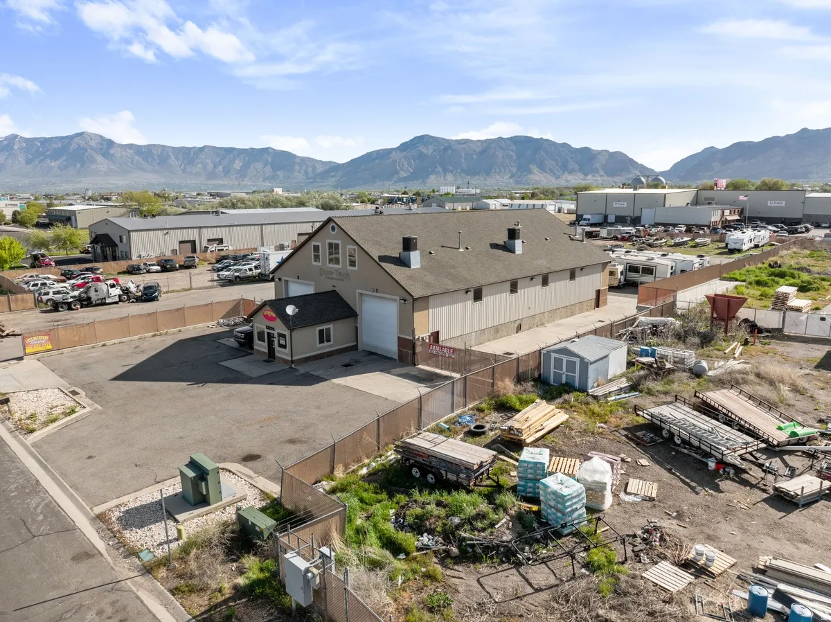 Drone / aerial view of a mountainous background