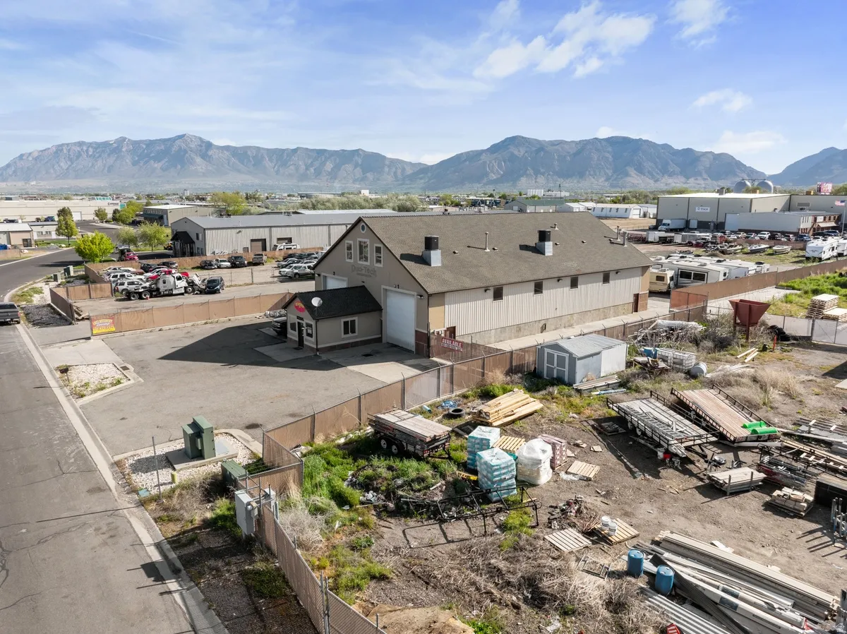 Drone / aerial view of a mountain backdrop