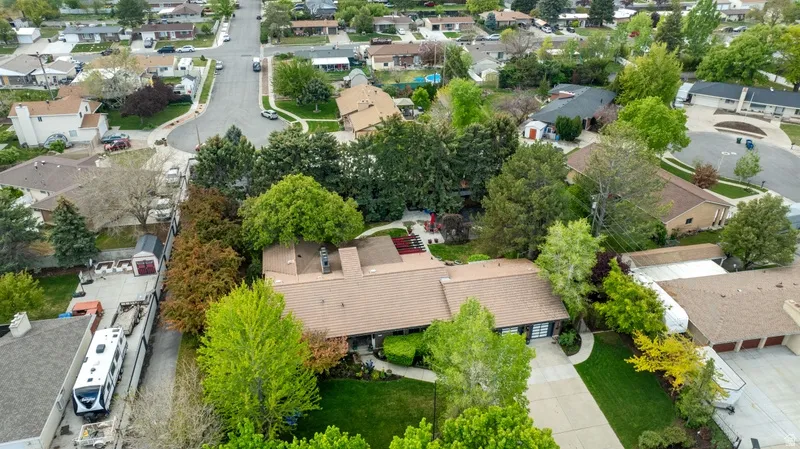 Aerial perspective of suburban area