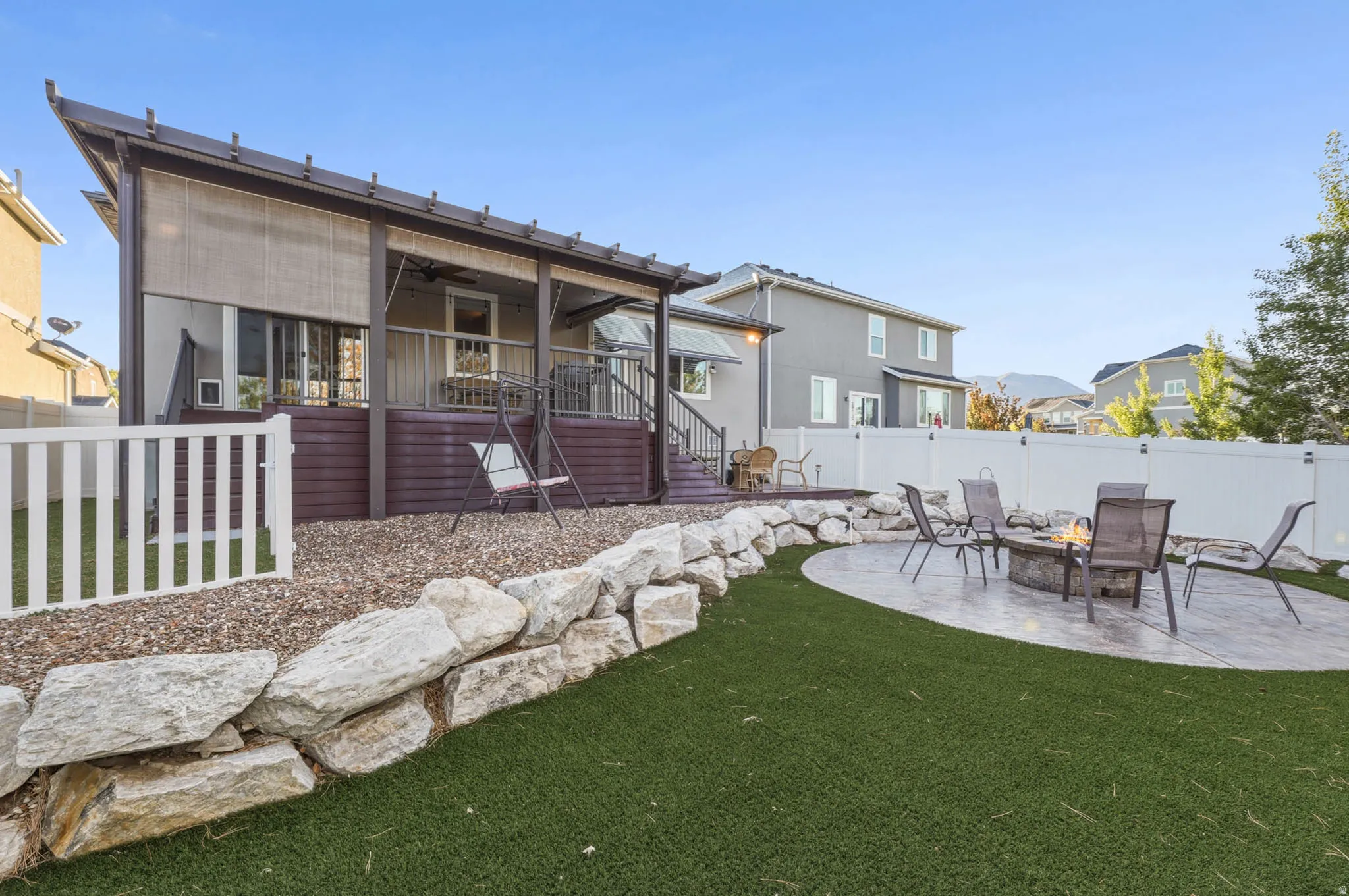 Spacious backyard with a great fenced in dog run.
