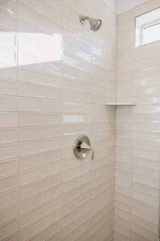 Bathroom view of a shower stall
