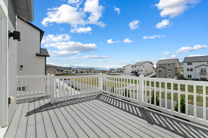 Wooden terrace with a residential view
