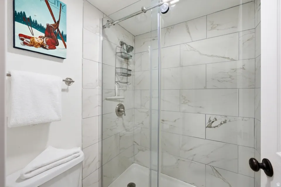Bathroom with a stall shower