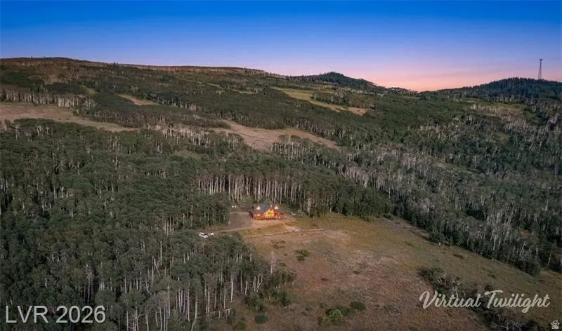 Drone / aerial view of a mountainous background