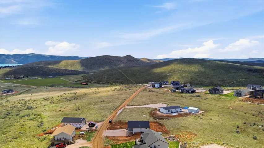 Drone / aerial view of a mountain backdrop