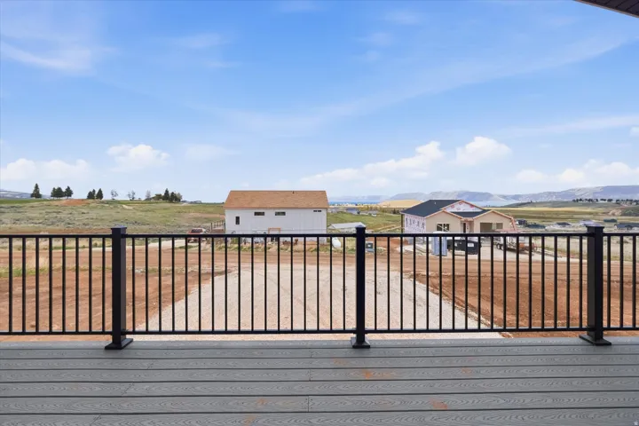 Deck featuring a mountain view