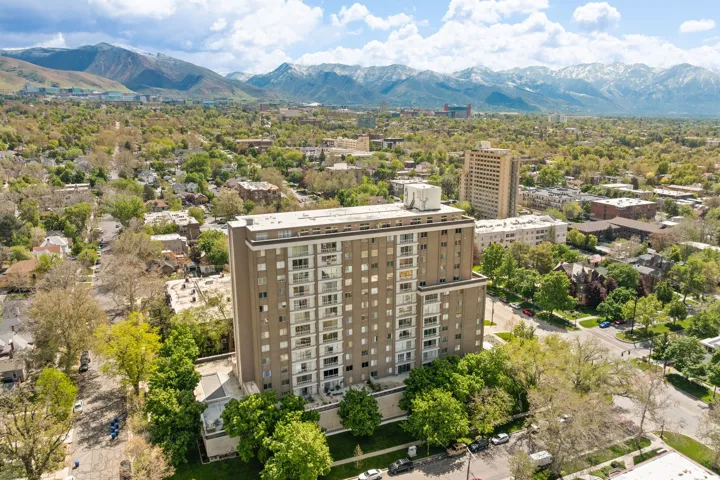 View of urban area featuring a mountain backdrop