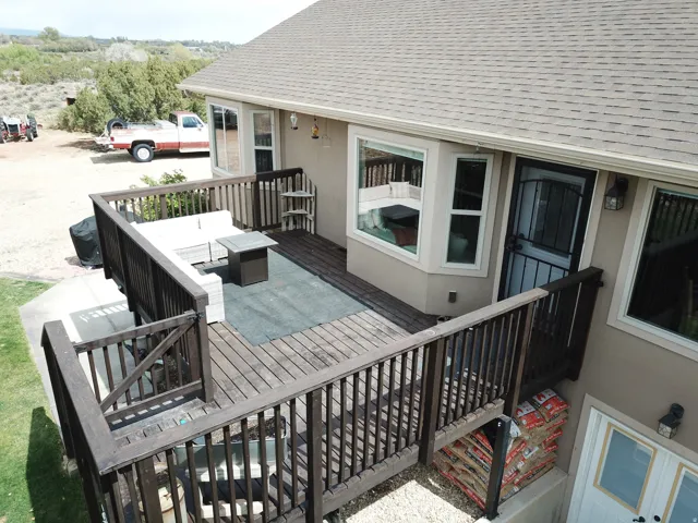Wooden terrace with stairs