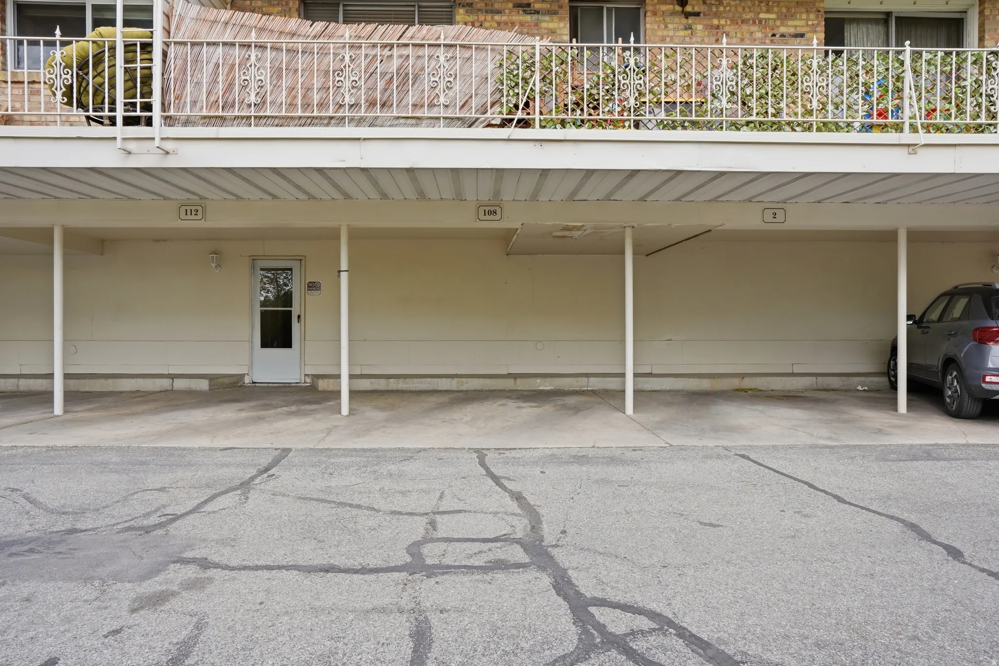 View of covered parking lot