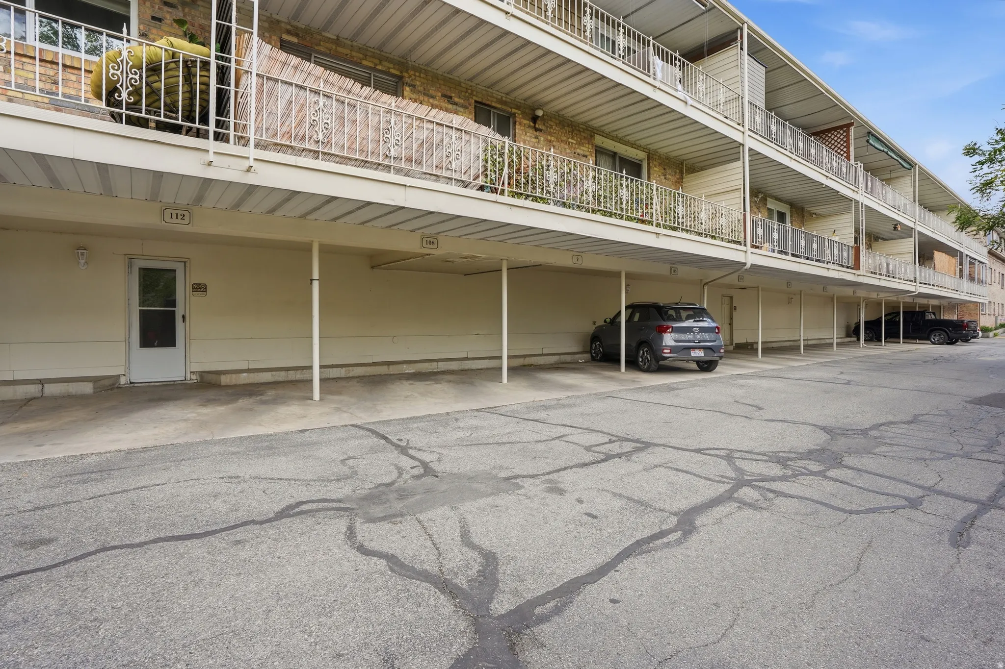 View of covered parking lot