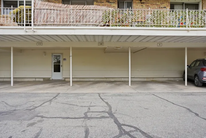 View of covered parking lot