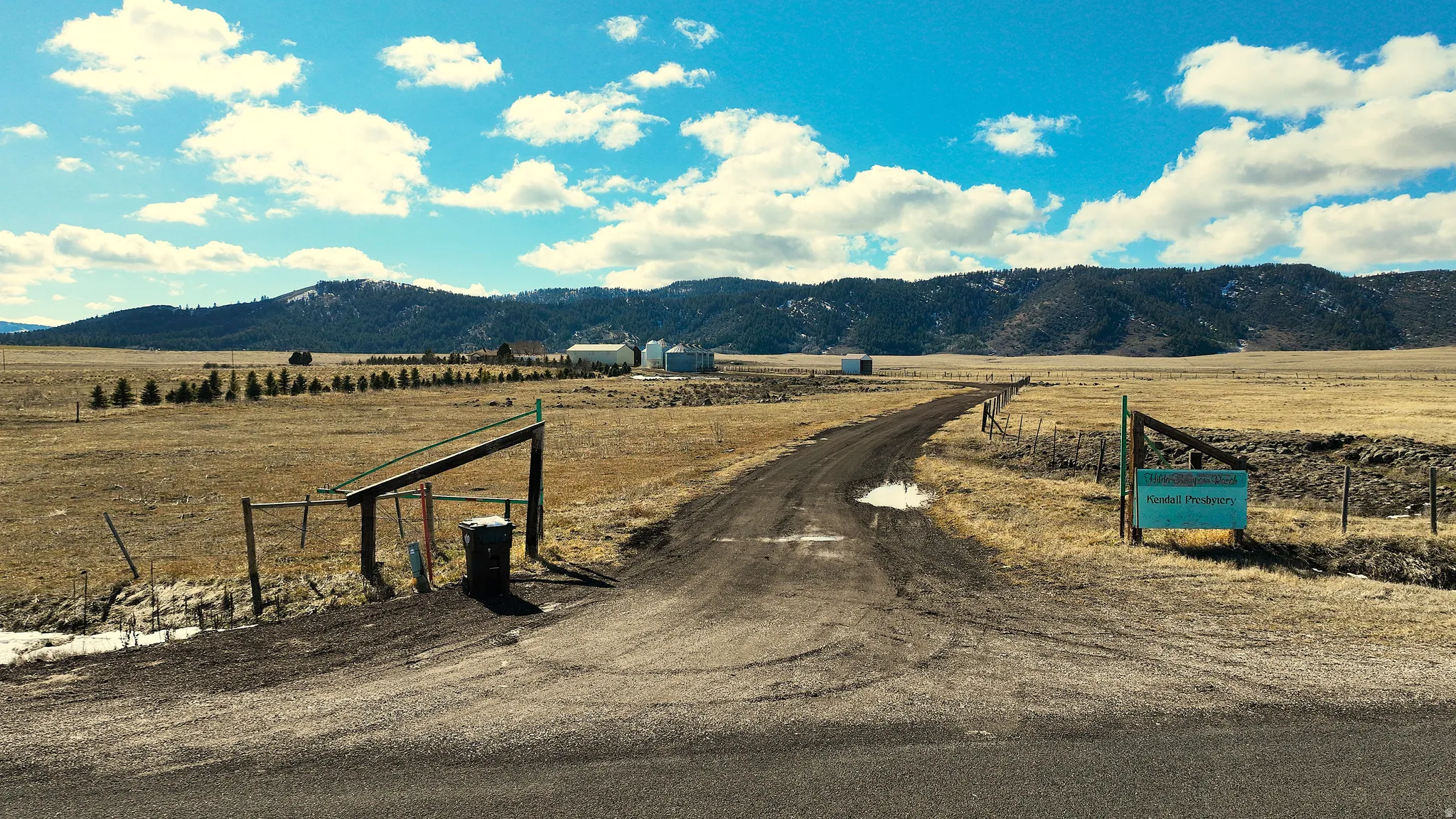 View of mountain background with rural landscape