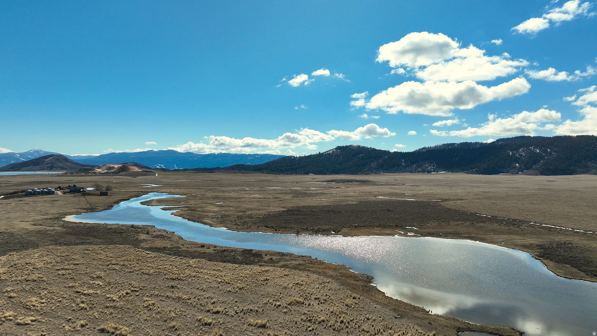 View of mountain background with a nearby body of water