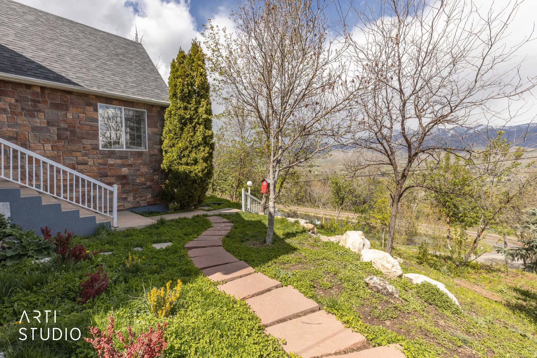 View of yard with stairway
