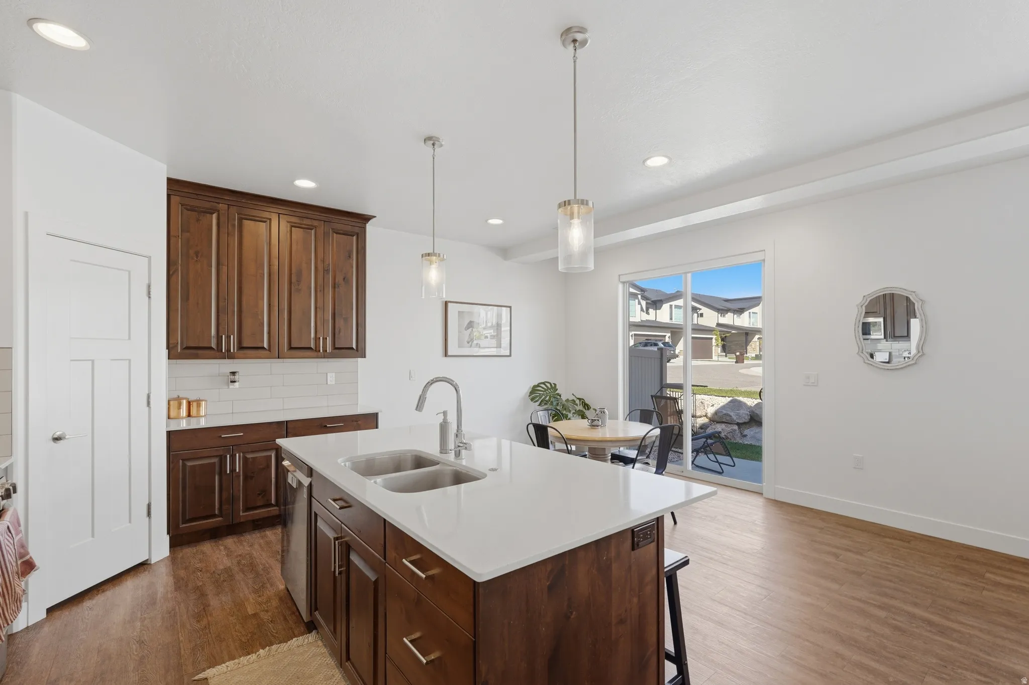 Bright and open kitchen and dining area