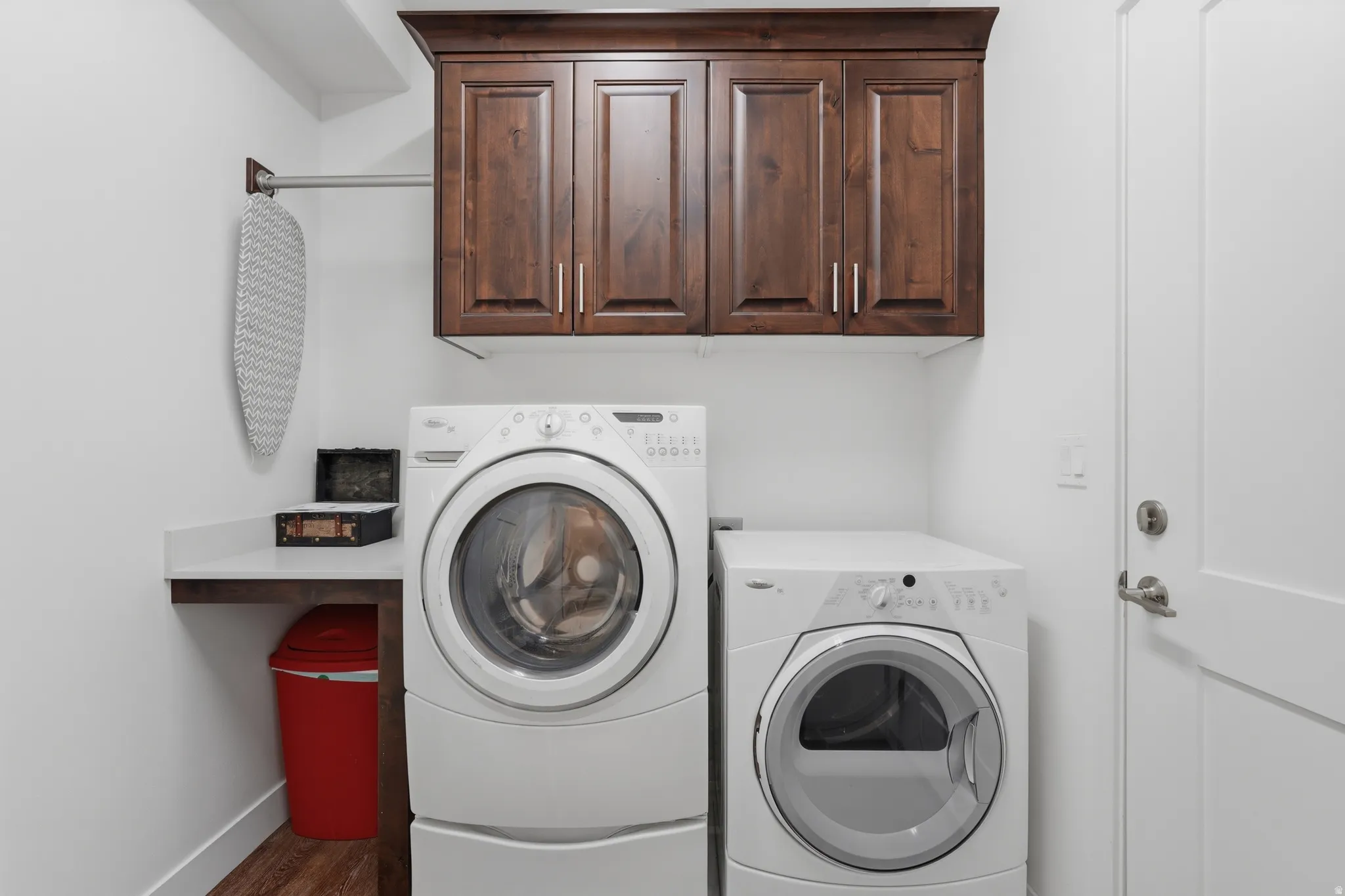 Laundry area featuring washing machine and dryer that stay with the property!