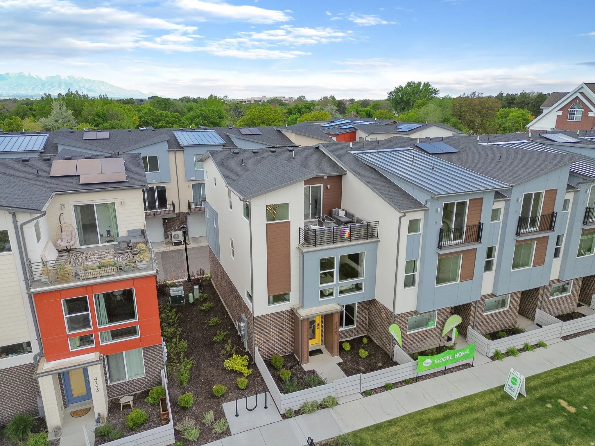 Aerial view of residential area
