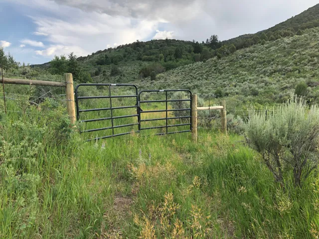 Gate featuring a mountain view