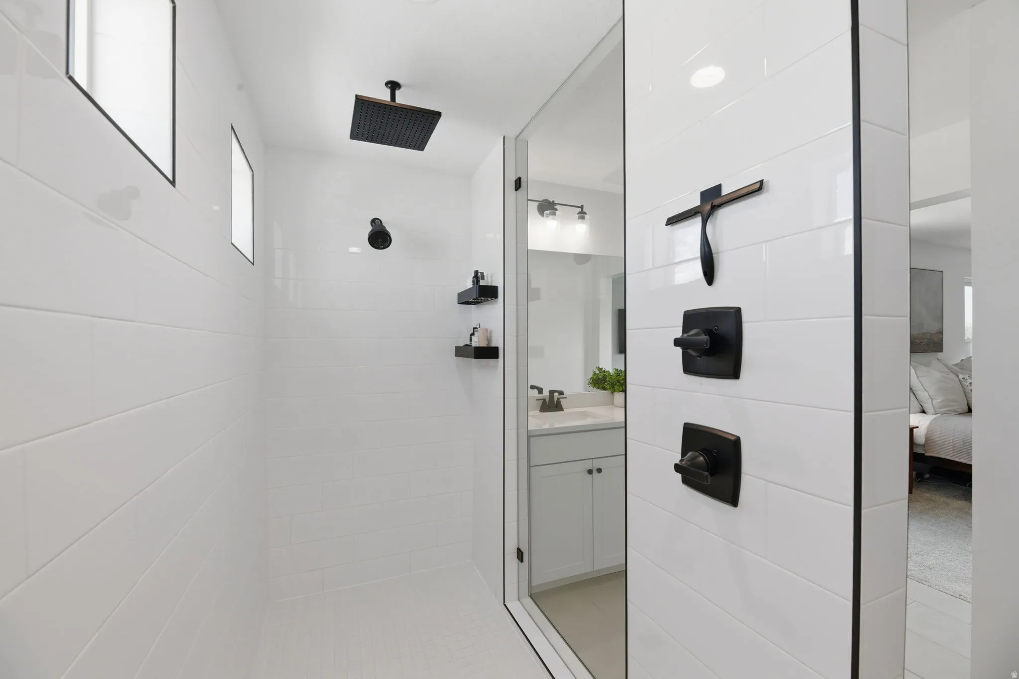 Primary Suite Bathroom! INCREDIBLE Custom Super Long Shower (2 Shower Doors) & Vanity w/Double Sinks!