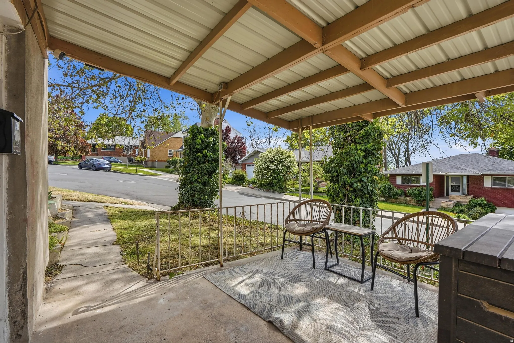 Furnished Unit #44 faces West. Covered porch patio with storage and with a residential view and of capital