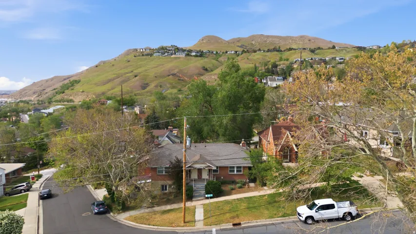 Aerial overview of property's location featuring mountains and property parcel outlined