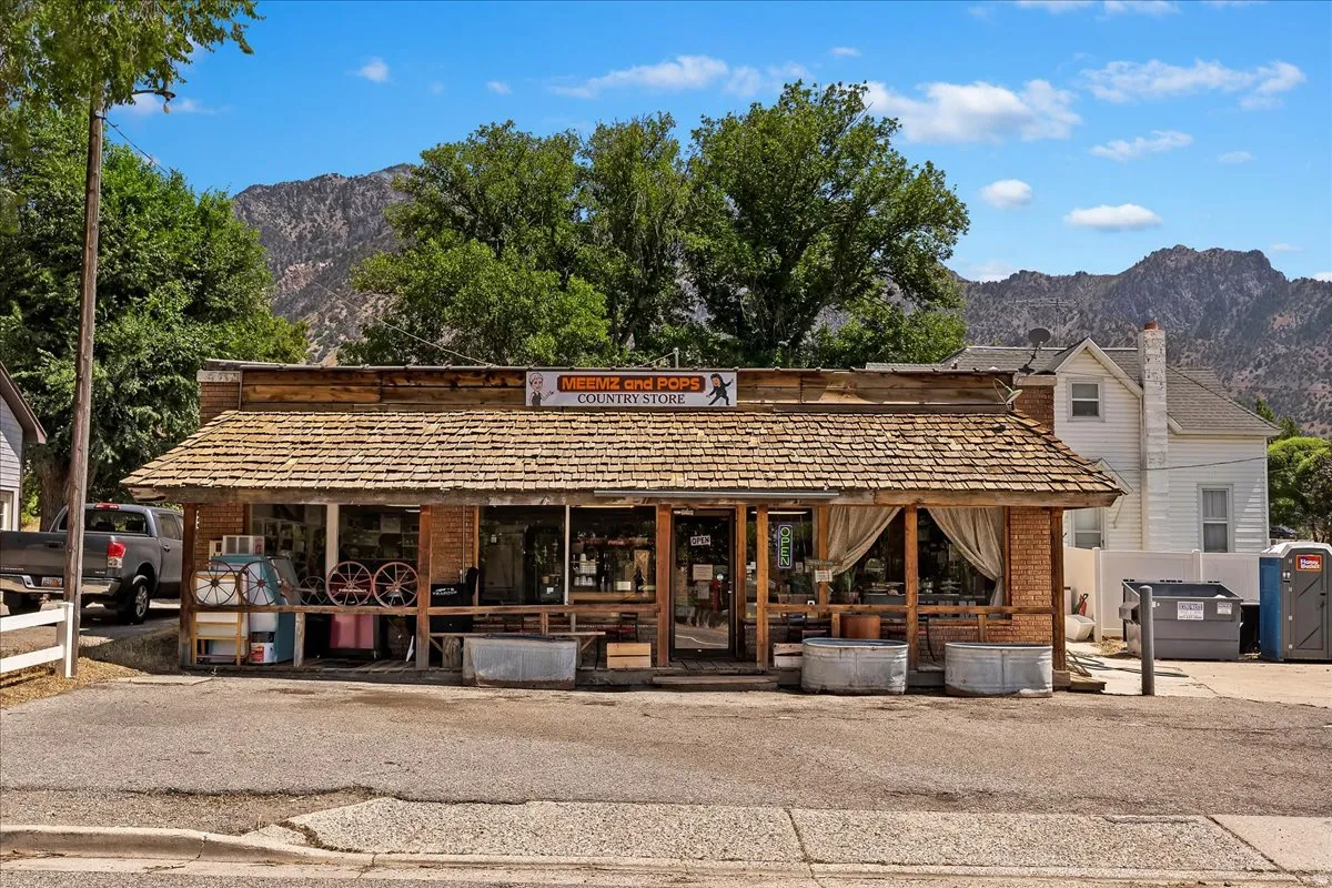 View of building exterior featuring a mountain view