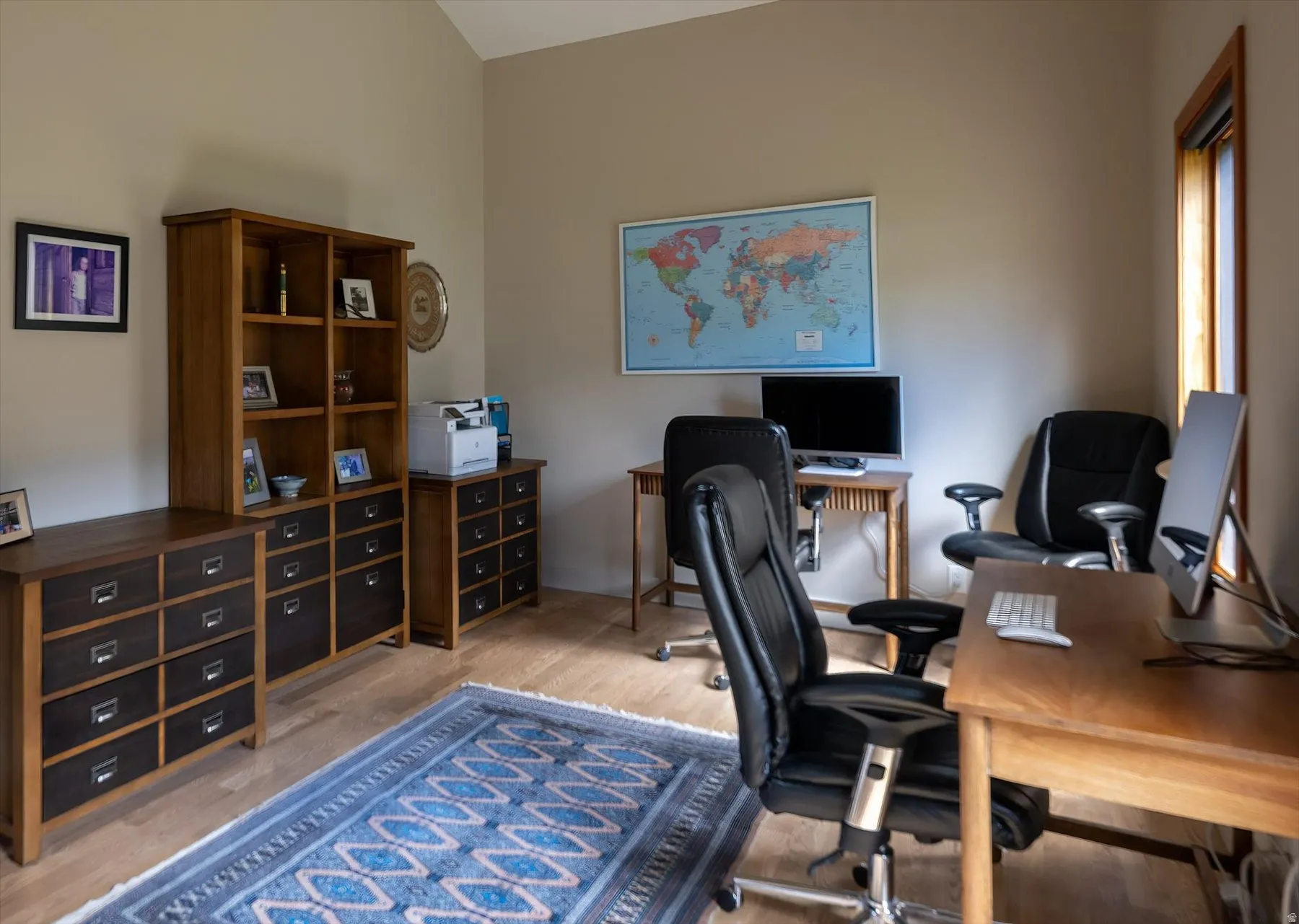Office featuring light wood-type flooring