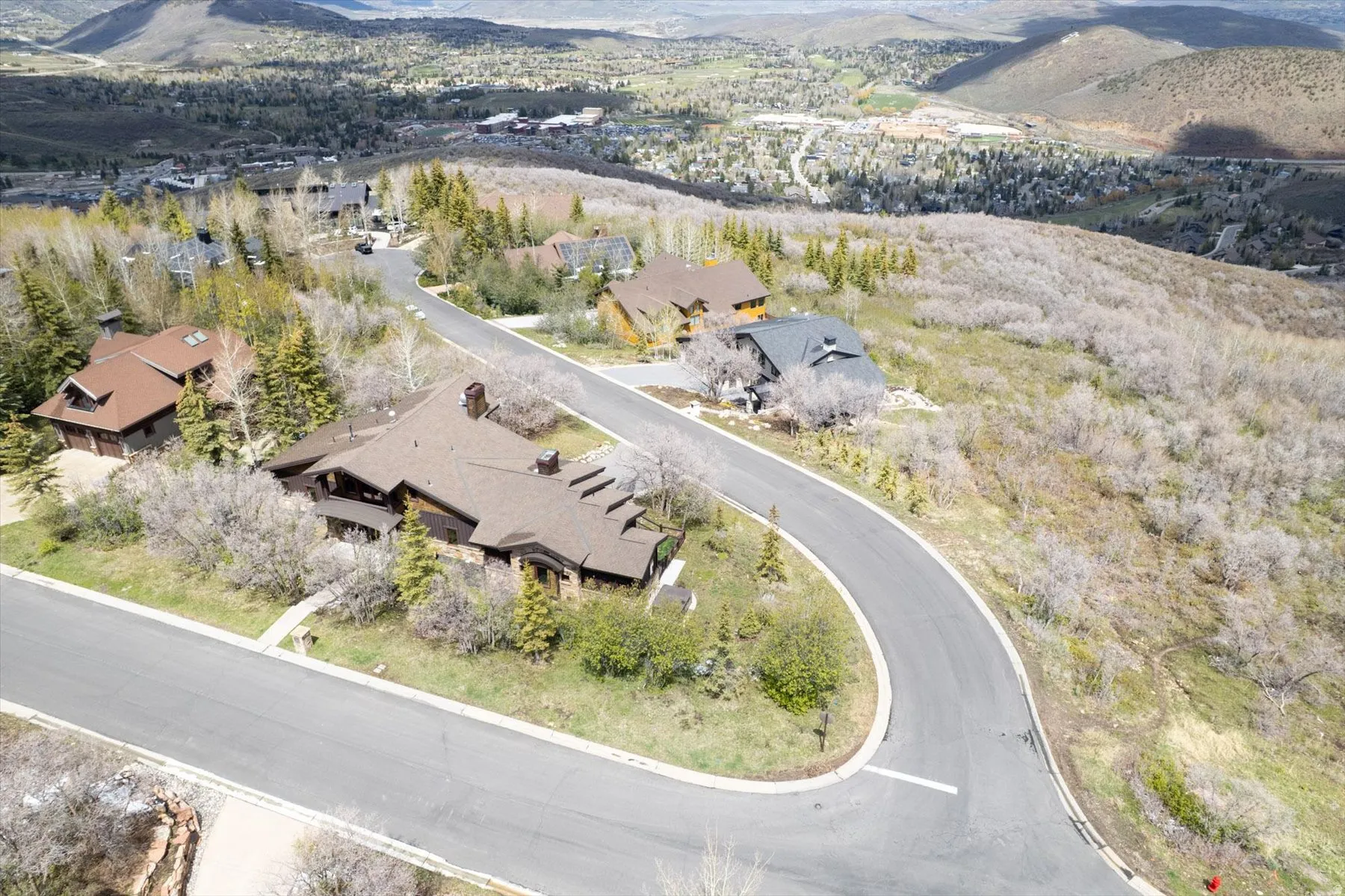 Drone / aerial view of a mountain backdrop