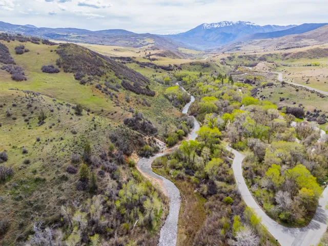 Aerial view of a mountain backdrop