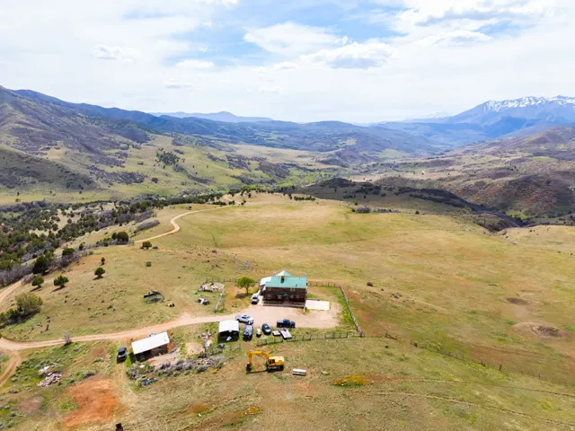 Overview of rural landscape with mountains