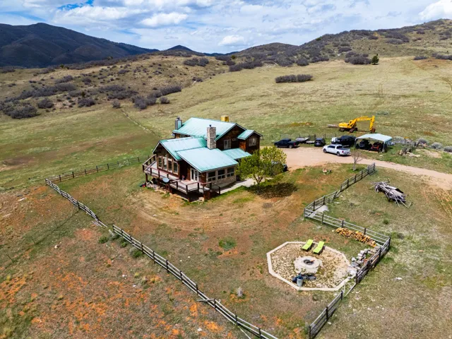 Aerial view of sparsely populated area featuring mountains