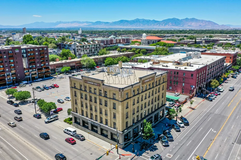View of urban area featuring mountains