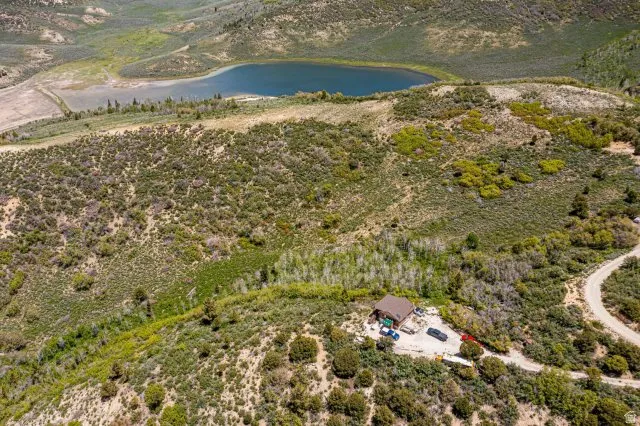 Drone / aerial view of a water and mountain view