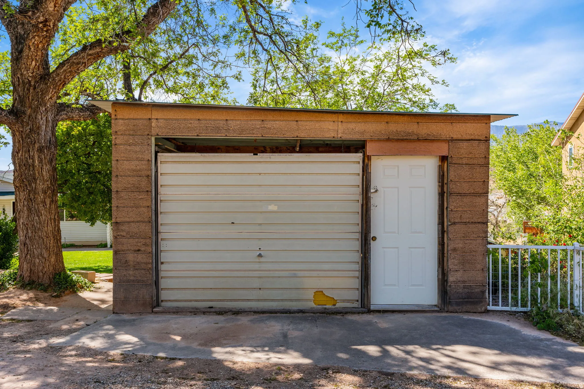 View of detached garage