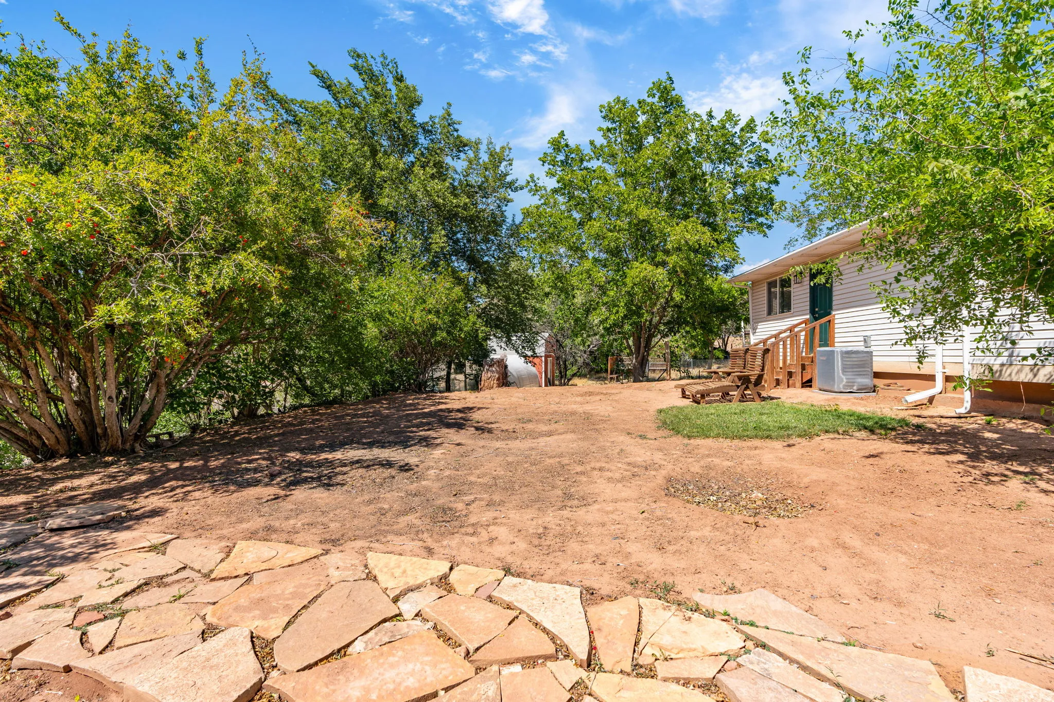 View of yard with fruit trees