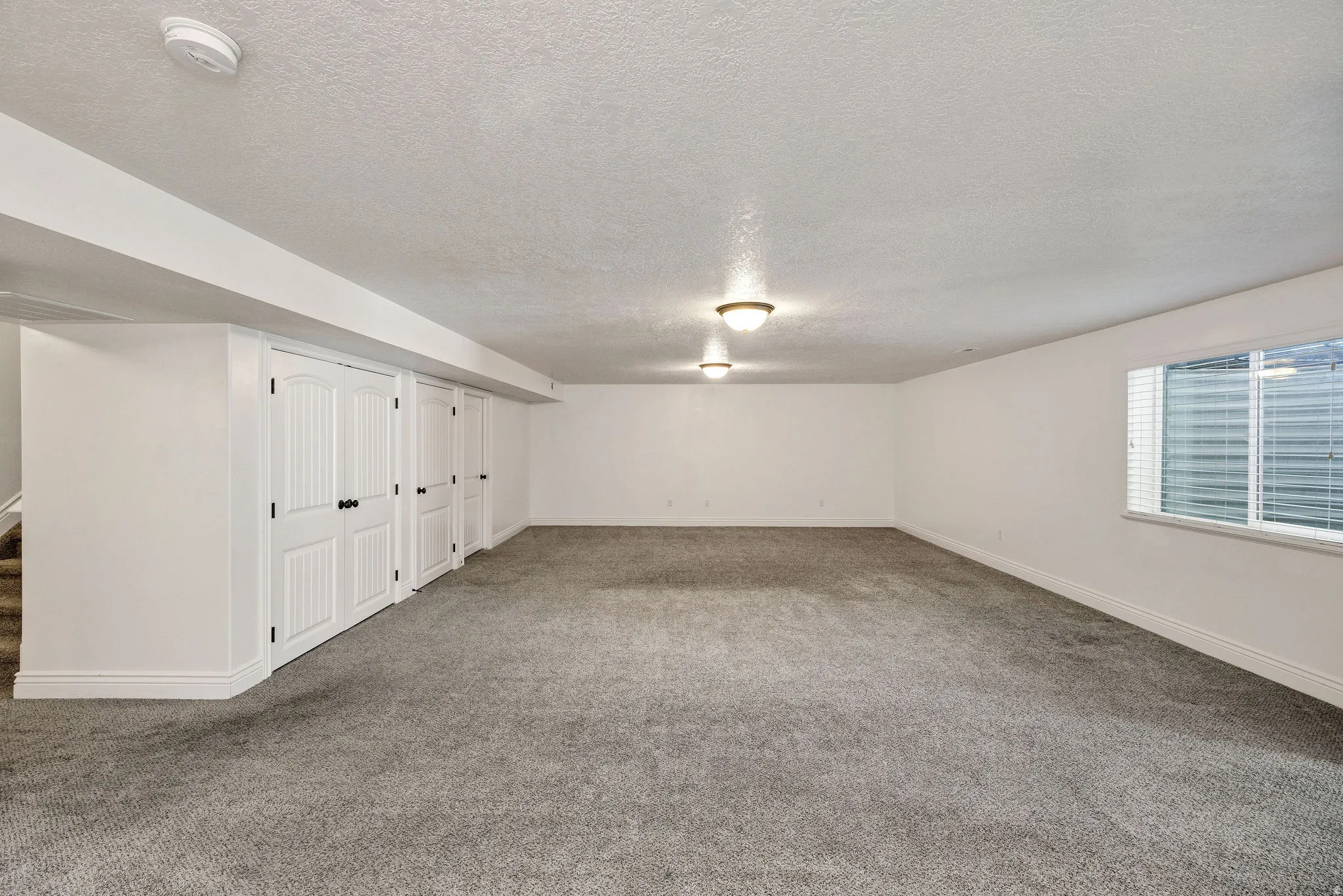 Basement featuring carpet flooring