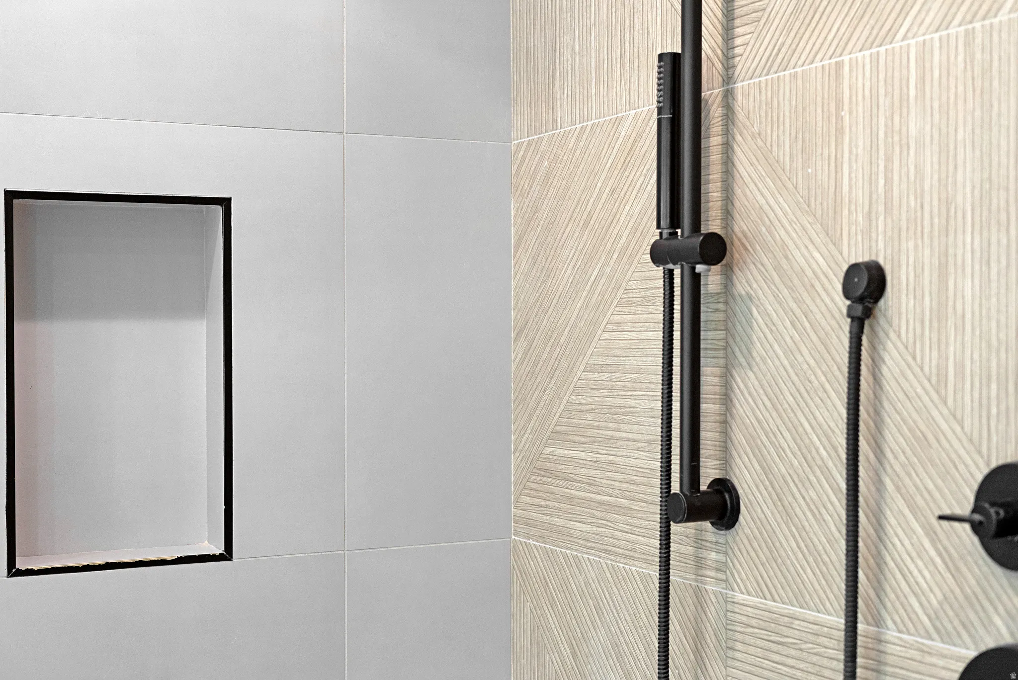 Bathroom view of tiled shower