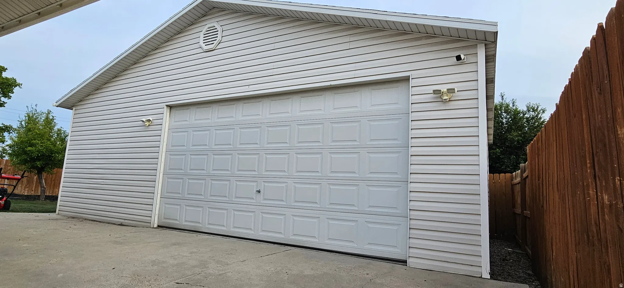 View of detached garage