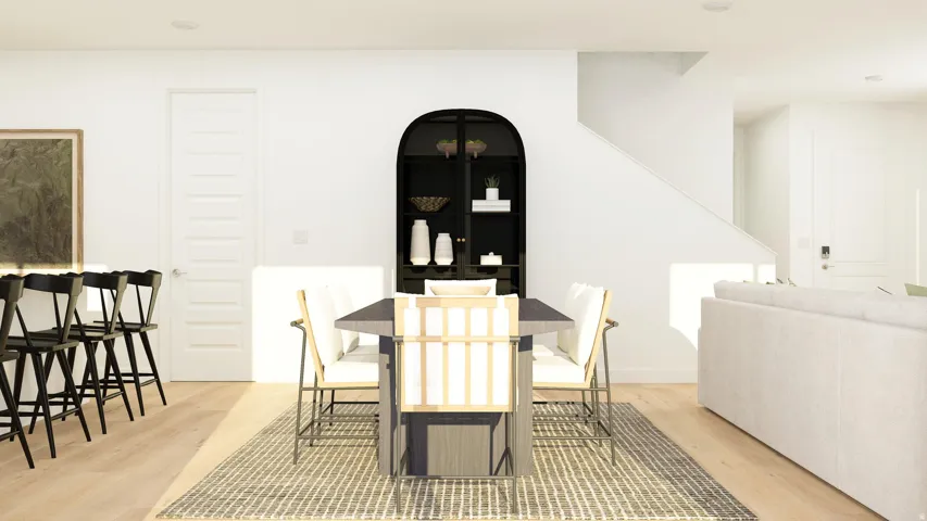 Dining area featuring light wood-style flooring