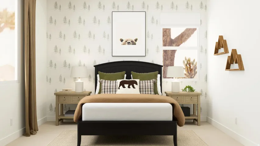 Carpeted bedroom with baseboards