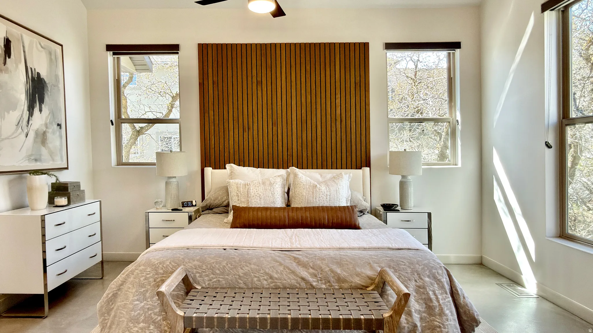 Main Floor Primary Ensuite with Designer Touches and Lots of Windows