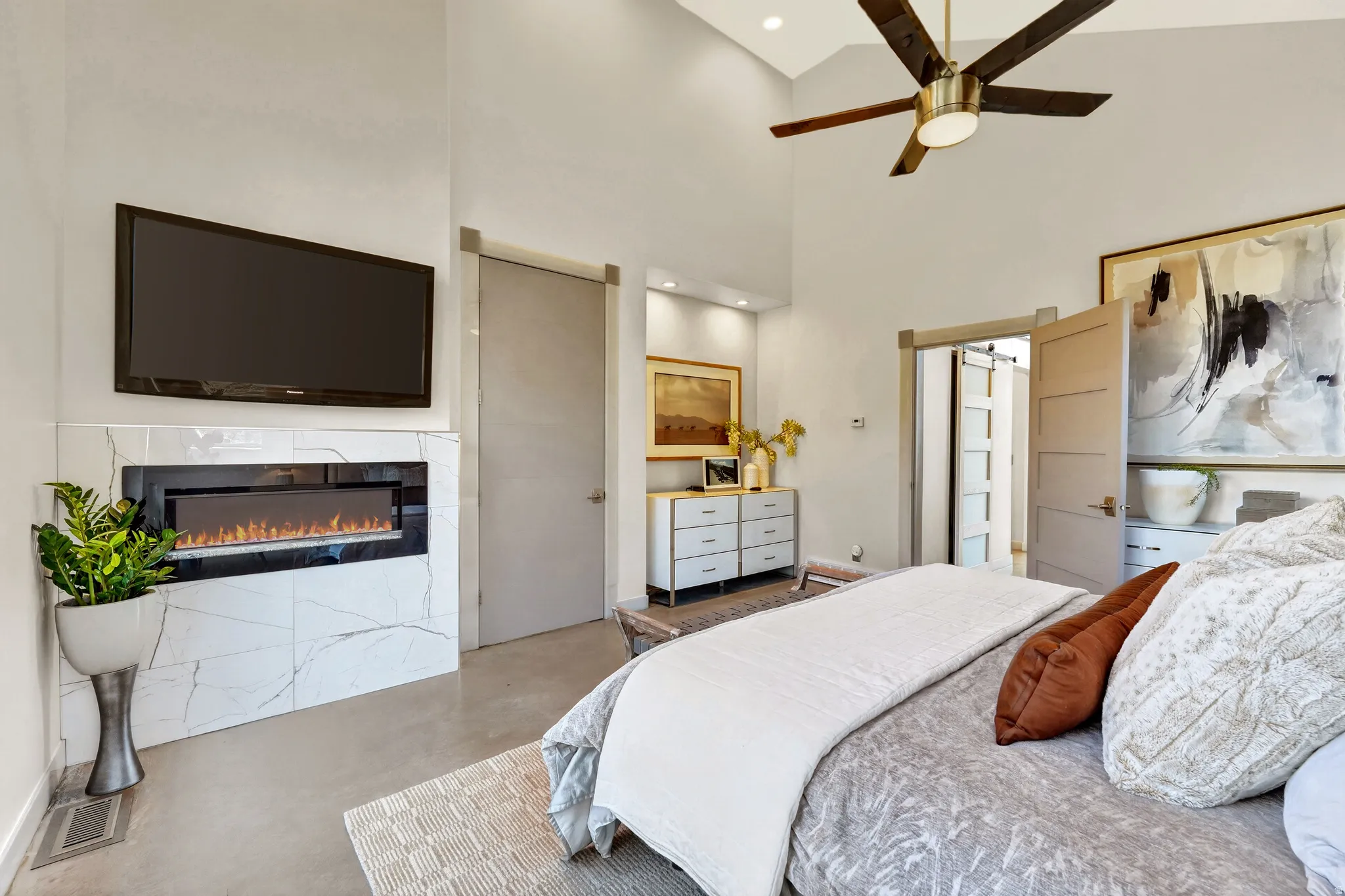 Main Floor Primary Ensuite with Designer Touches and Lots of Windows