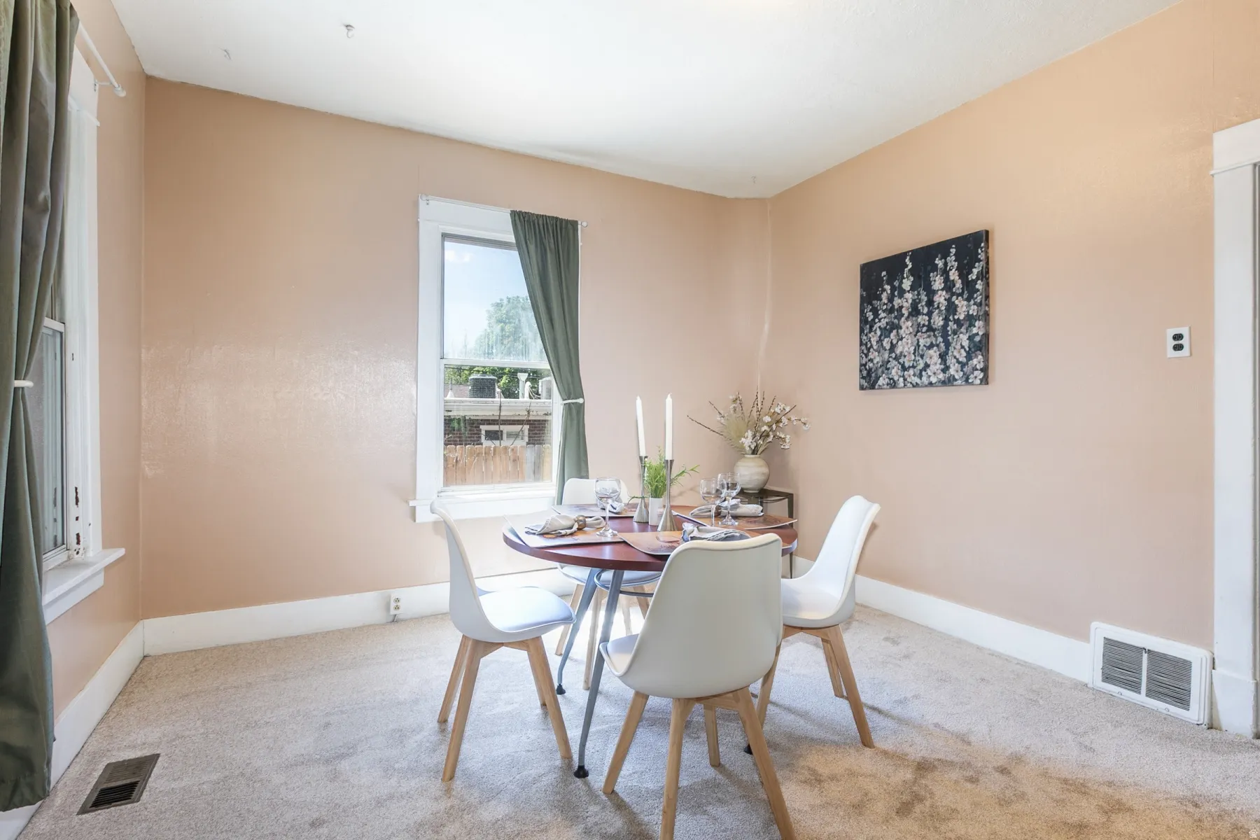 Dining room featuring carpet floors