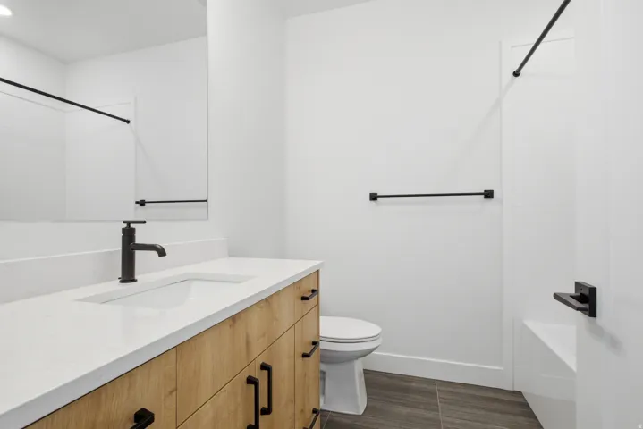 Full bathroom with vanity and shower / tub combination