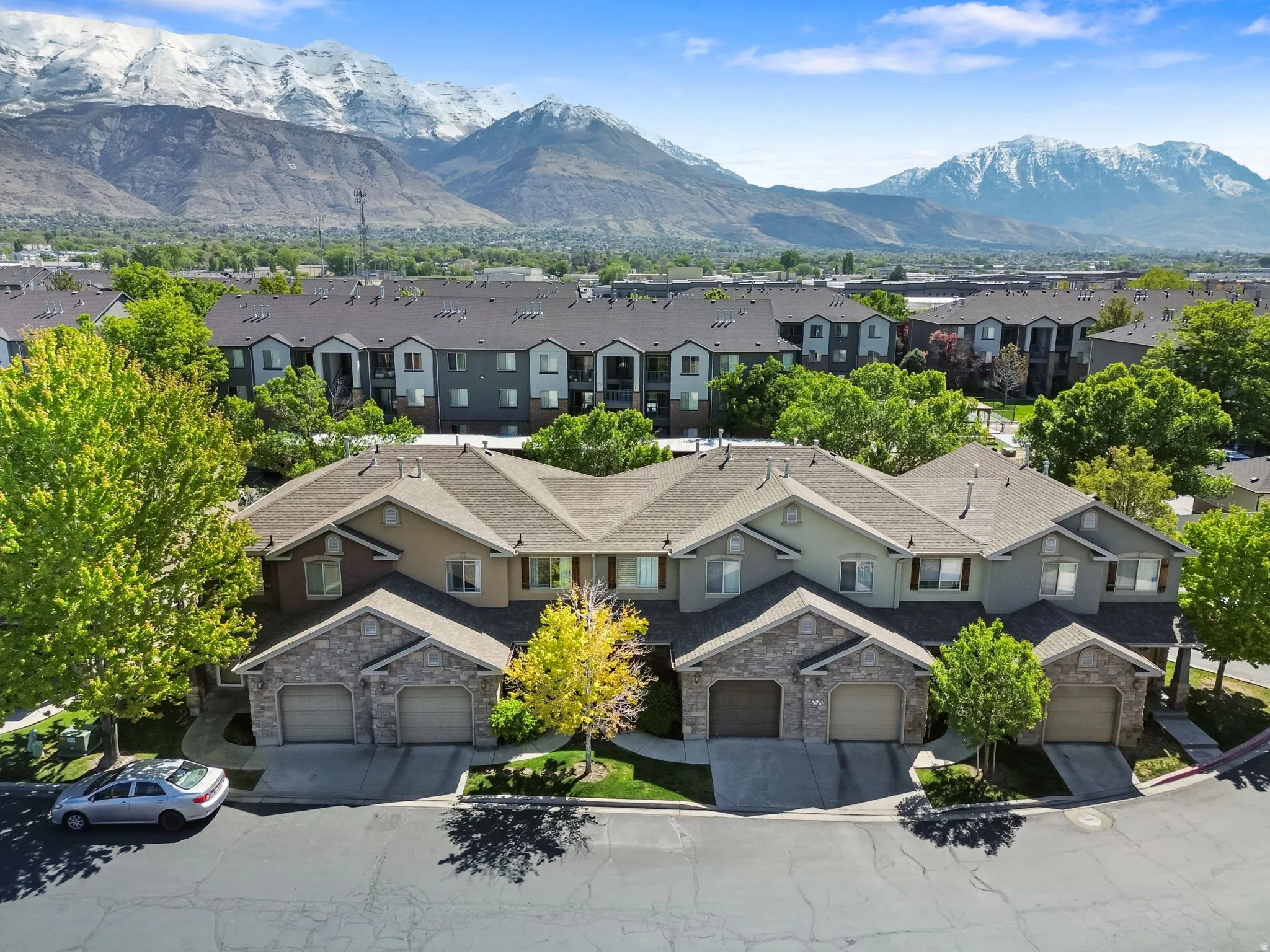 Drone / aerial view of a mountain backdrop