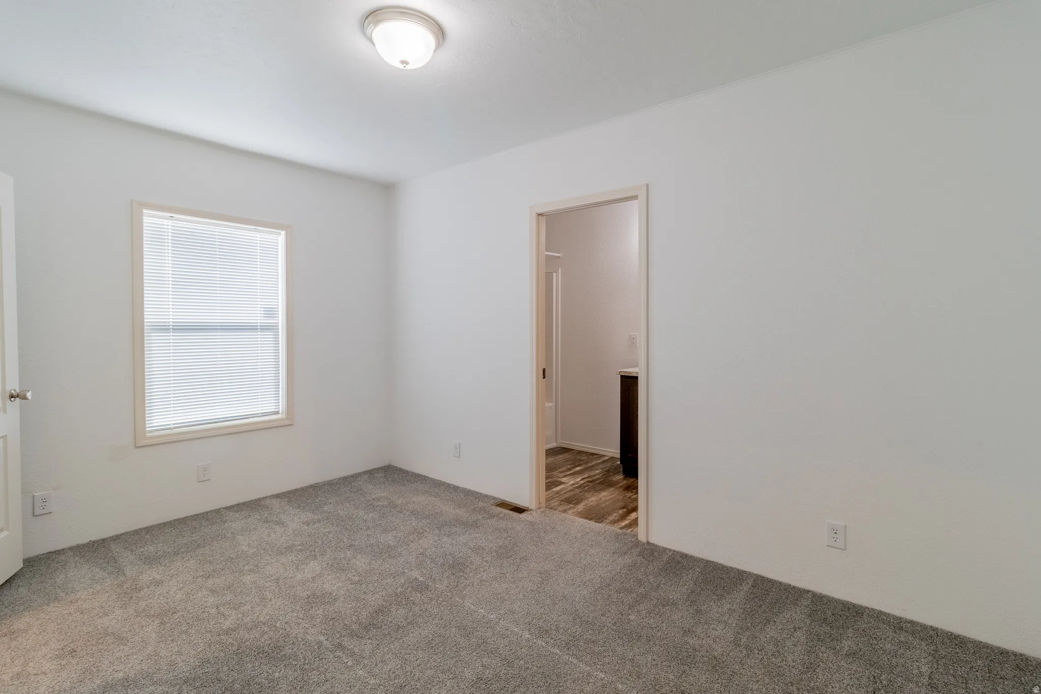 Unfurnished room with carpet