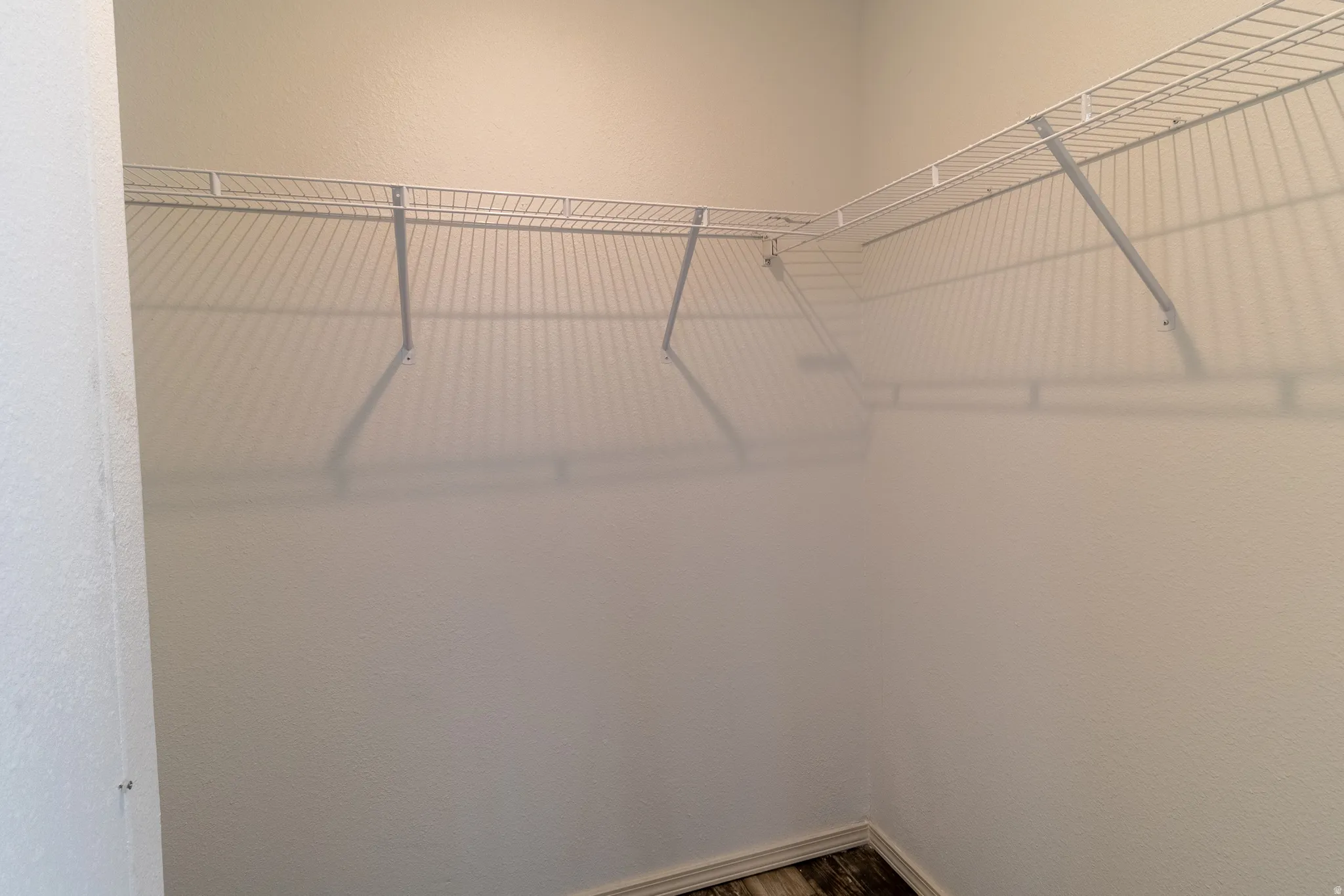 Walk in closet featuring dark wood-type flooring